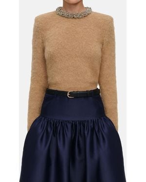 Self-Portrait Beaded Trim Knit Sweater - Blue