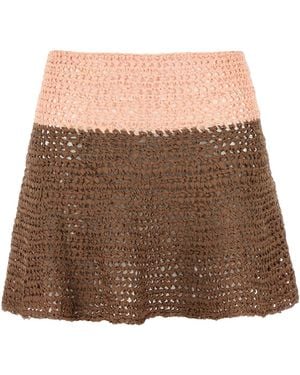 Loewe Paula's Ibiza Two-Tone Crochet Paula S Ibiza Mini Skirt - Brown