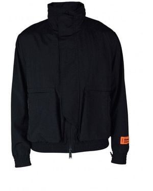 Heron Preston High-Collared Jacket With Integrated Hood - Blue
