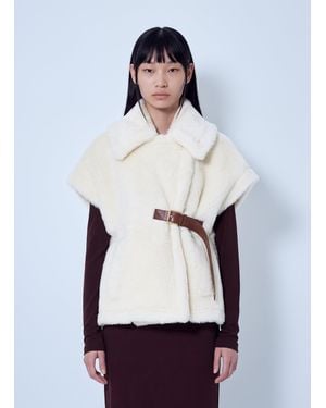 Max Mara Shearling Belted Gilet - Blue