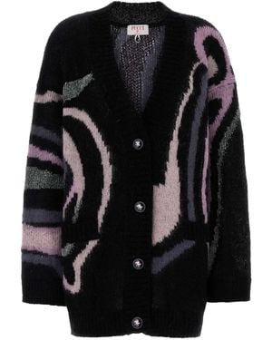 PUCCI Embroidered Mohair Blend Oversize Cardigan - Black