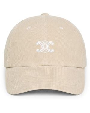 Celine Triomphe Richelieu Corduroy Cap - Natural