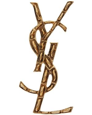 Saint Laurent Cassandre Croco Brooch - Metallic