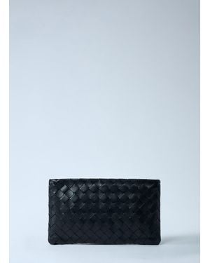 Bottega Veneta Small Intrecciato Flat Pouch - Blue