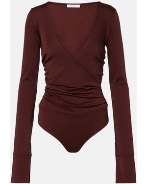 Max Mara Nigella Draped Wool Bodysuit - Purple