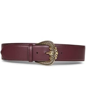 Etro Burgundy Leather Belt With Paisley Buckle - Multicolor