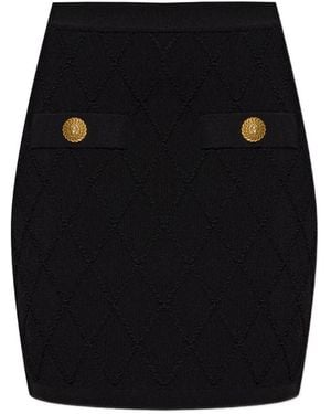 Balmain Quilted Mini Skirt - Black