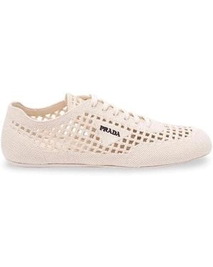 Prada Cotton Crochet Sneakers - White