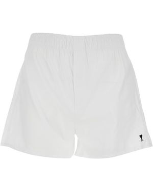 Ami Paris Shorts With Elasticated Waist And Adc Logo On The Front - White