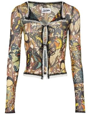 Jean Paul Gaultier Cardigan With "Bow Tie" Print - Black