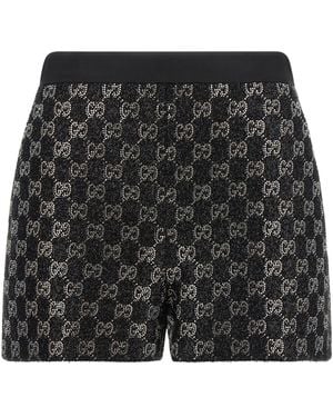 Gucci Gg Lamé Tweed Shorts - Black