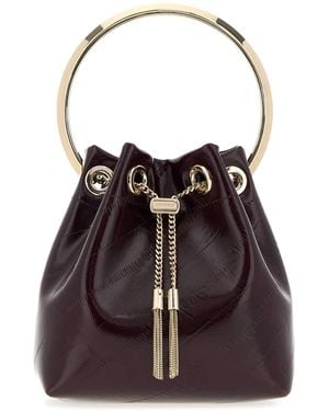 Jimmy Choo Aubergine Leather Bon Bon Bucket Bag - Purple