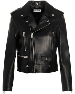 Saint Laurent Leather Biker Jacket - Black
