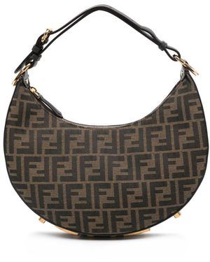 Fendi Chic Cotton Shoulder Hobo Handbag - Gray