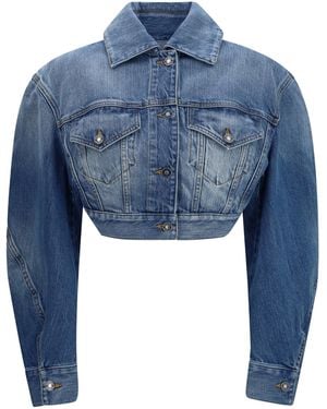 Givenchy Cropped Open-Back Denim Jacket - Blue
