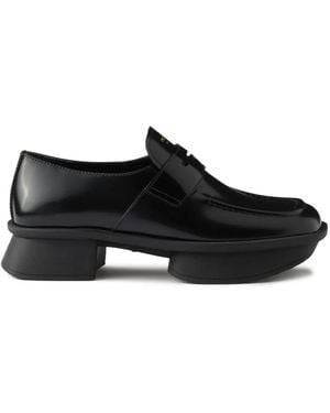 Prada Equal Brushed Leather Loafers - Black