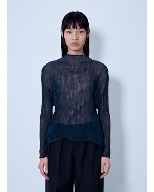 Issey Miyake Sheer Long Sleeve Top - Blue