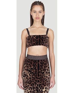 Dolce & Gabbana Leopard Print Crop Top - Multicolor