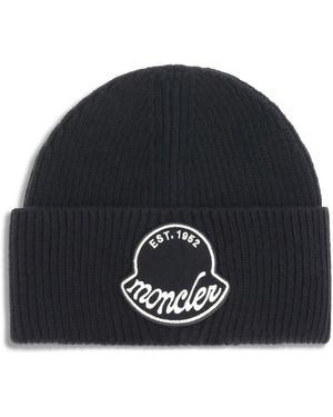 Moncler Logo Beanie Hat - Blue