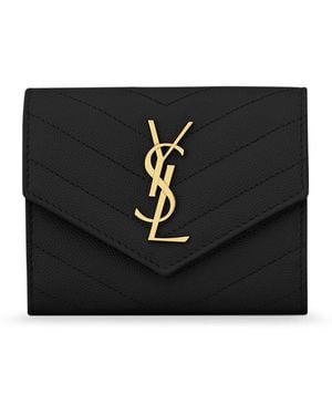 Saint Laurent Cassandre Matelassã Compact Tri-Fold Wallet - Black