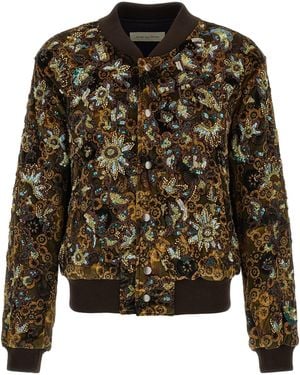 Dries Van Noten 'Valtor' Bomber Jacket With Embroideries And Beads - Black