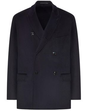 Giorgio Armani Double-Breasted Cashmere-Blend Jacket - Blue