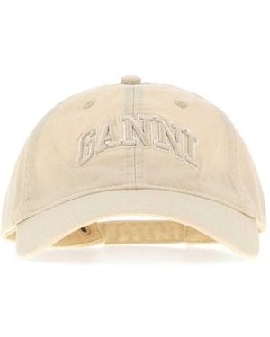 Ganni Sand Cotton Baseball Cap - Natural