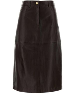 Max Mara S Maxmara Dark Leather Gita Skirt - Black