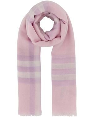 Burberry Embroidered Wool Scarf - Pink