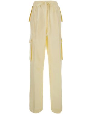 Phoebe Philo Pants With Elasticated Waist And Applied Cargo Pockets - Natural