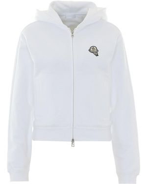 Moncler Logo Zip Up Hoodie - White