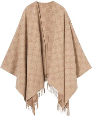 Gucci Cashmere Cape Gg - Natural