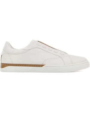 Fendi Chalk Leather City Slip Ons - White
