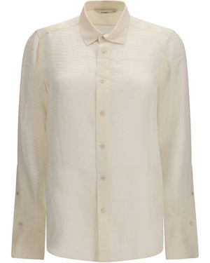 Fendi Jacquard Silk Shirt - White