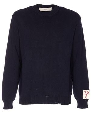 Golden Goose Golden Logo Distressed Sweater - Blue