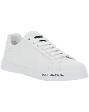 Dolce & Gabbana 'Portofino' Low Top Sneakers With Logo Patch On The Tongue And Logo Lettering On The Side - White