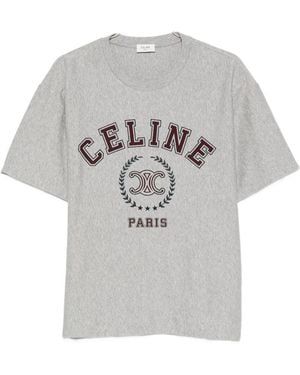 Celine Logo Cotton T-Shirt - Gray