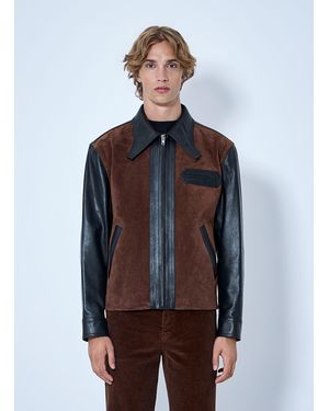 Marni Leather And Suede Panel Jacket - Gray