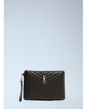 Saint Laurent Monogram Matelassã Pouch - Blue