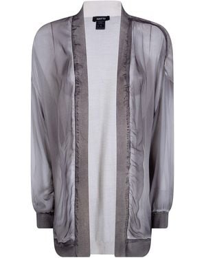 Avant Toi Hand Painted Chiffon Cardigan With Pure Silk Fine Back And Edges - Blue