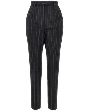 Dolce & Gabbana Dolce&Gabbana Pinstriped Stretch Wool Pants - Black