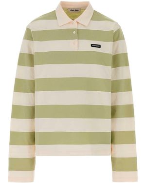 Miu Miu Embroidered Cotton Polo Shirt - Green