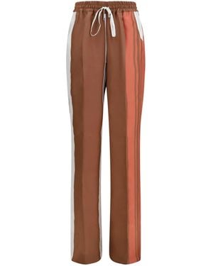Kiton Striped Silk Pants - Brown