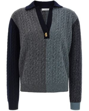 Ferragamo Color Block Braid Sweater - Black