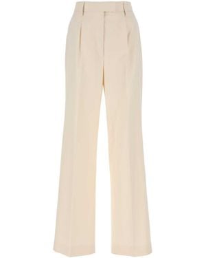 Prada Ivory Cotton Wide-Leg Pant - White
