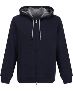Brunello Cucinelli Monochrome Hoodie Cobalto - Blue