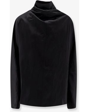 TOTEME Cowl Neck Viscose And Linen Shirt - Black