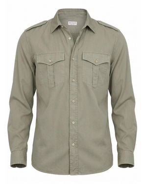 Brunello Cucinelli Cotton Chevron Shirt - Green
