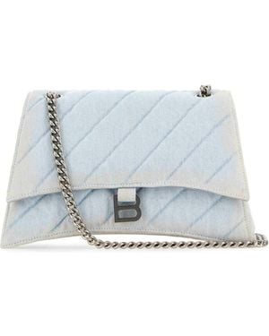Balenciaga Light- Denim Crush M Shoulder Bag - Gray
