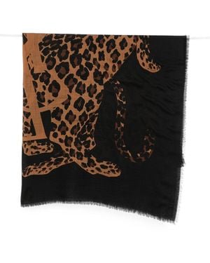 Saint Laurent Printed Wool Foulard - Black